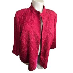 Vintage Red Mandarin Collar Jacket by Avenue with Hook Front Size 30/32 JJ4057